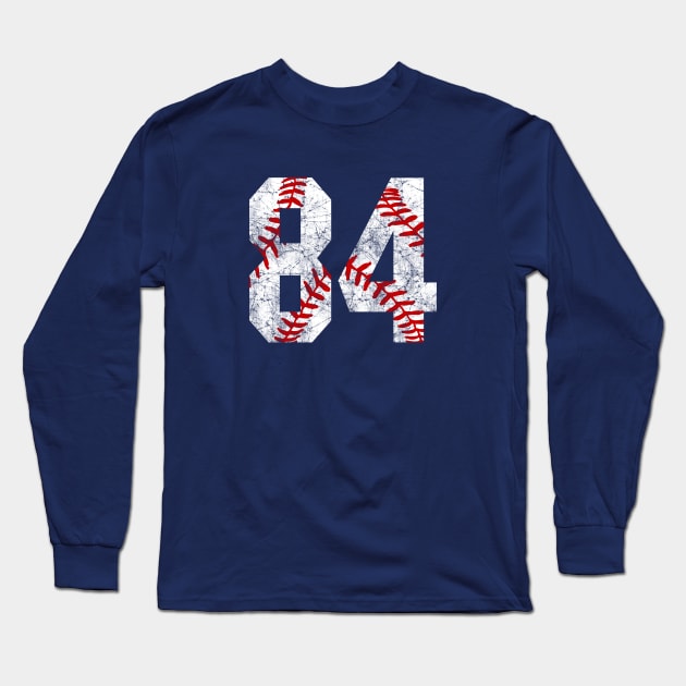 Vintage #84 Baseball Laces Baseball Mom Jersey Love Baseball Long Sleeve T-Shirt by TeeCreations